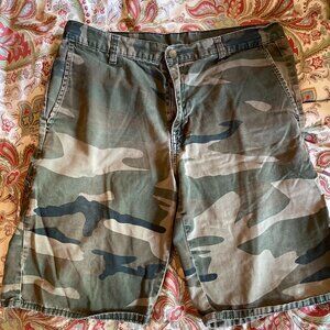 Mens DICKIES Green Camo Long Shorts 36 READ!!!